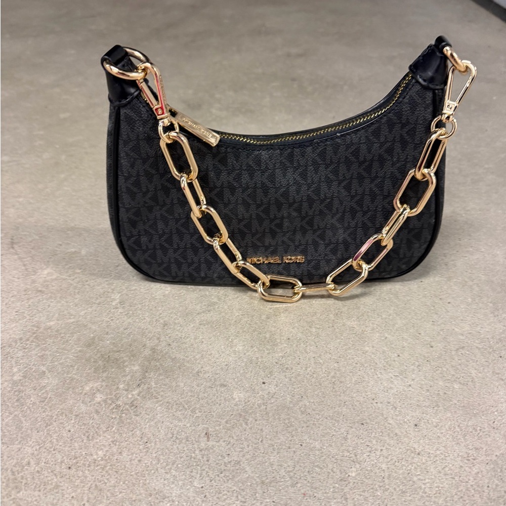 Michael Kors Black Shoulder Bag with Gold Chain